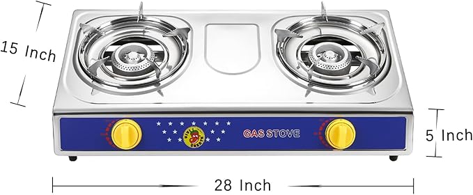 Vivicreate 2 Burner Propane Gas Stove Outdoor Cooking Portable Double Burner Propane Cooktop Gas Burners for Camping BBQ Patio Frying Fogon de Gas Estufa de Gas Portatil Parrillas de Gas