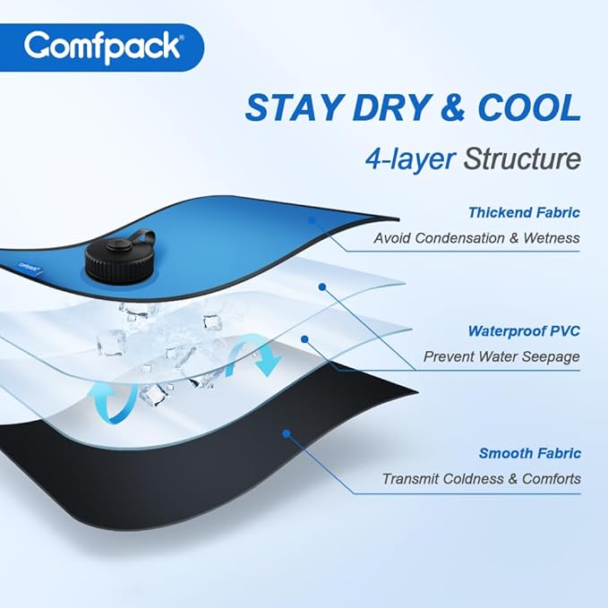 Large Refillable Ice Bag for Injuries, 14.5" x 10.6" Travel Ice Water Bag with Straps for Cold Therapy, Ice Pack Pain Relief for Swelling, Inflammation, Arthritis, Muscle