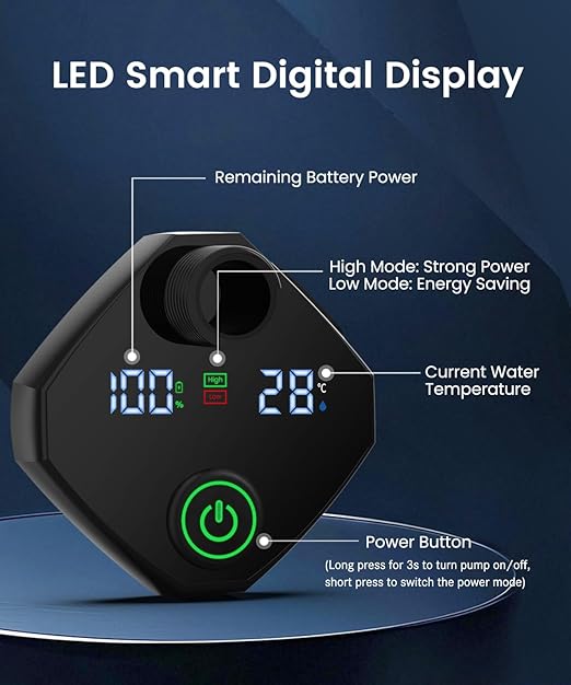 Acare Portable Shower for Camping, 6000mAh Rechargeable Camping Shower Pump with 5Gal/20L Foldable Bucket, IPX7 Waterproof Rinse Kit Portable Outdoor Shower for Hiking, Travel, Car, Pet