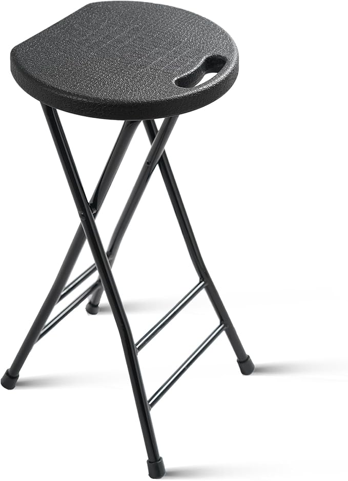 24-Inch Folding Stool with Handle, Folding Bar Stool with Non-Slip Feet,Folding Chair,Indoor and Outdoor Foldable Stool for Adults,500 lbs Capacity,Kitchen,Game Room(13"×11.5"×24")
