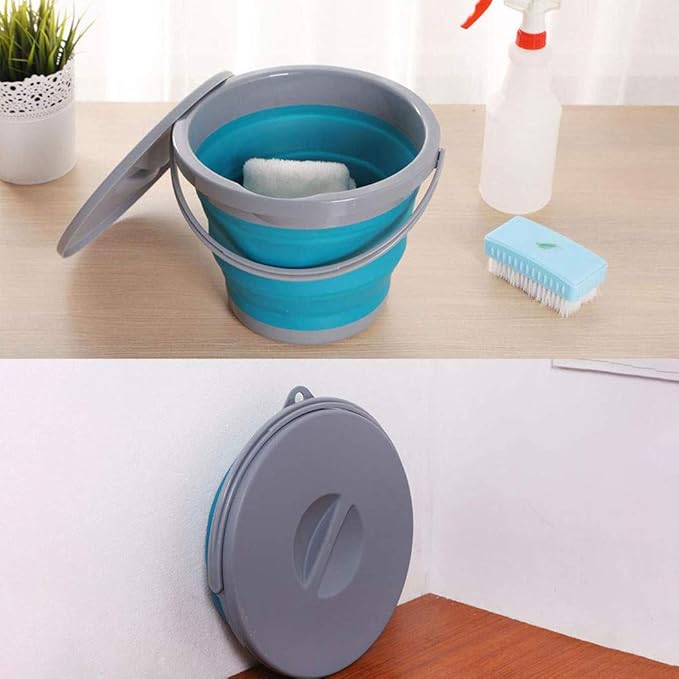 Ahyuan Collapsible Water Bucket with Locking Lid Multifunction Foldable Round Tub Water Pot Portable Water Pail Space Saving Water Container for RV, Camping, Marine, Outdoor Activities and Home (Gray)