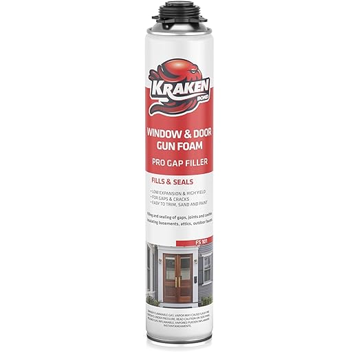 Kraken Bond Window & Door Expanding Foam Sealant - (1x24oz) Professional Gap Filling Gun Use Polyurethane Spray Foam, Low Expansion Waterproof Gap Filler, Gun&Cleaner NOT Included - 1 Pack
