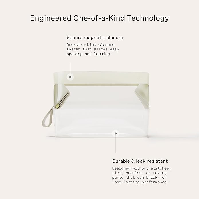 Cadence Parcel - Clear Dopp Kit with Magnetic Closure - Durable and Leak-Resistant Travel Toiletry Kit - Modular Design