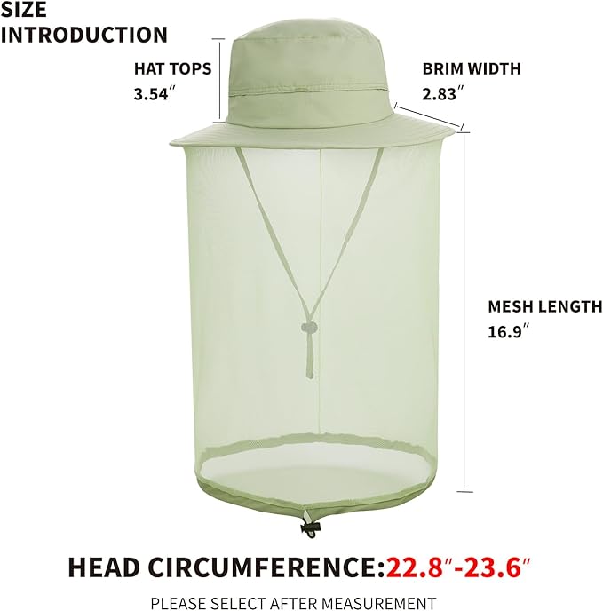 Fishing Hat Sun Protection Hat Mosquito Head Net for Outdoors Bucket Hat with Hidden Net Mesh