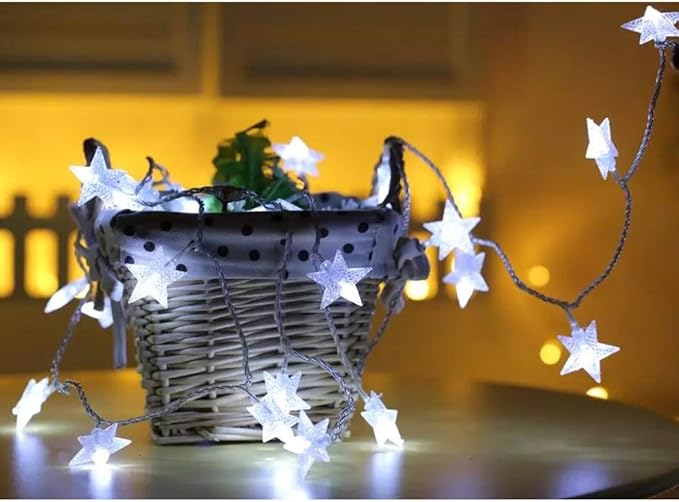Twinkle Star 33FT 100 LED Star String Lights, Plug in Fairy String Lights Waterproof, Extendable for Indoor, Outdoor, Wedding Party, Christmas Tree, New Year, Garden Decoration, White