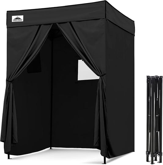 EAGLE PEAK Flex Compact 5x5 Pop-up Canopy Changing Room, Portable Privacy Dressing Room for Indoor Fashion Photoshoots, Camping, or Pool, Black