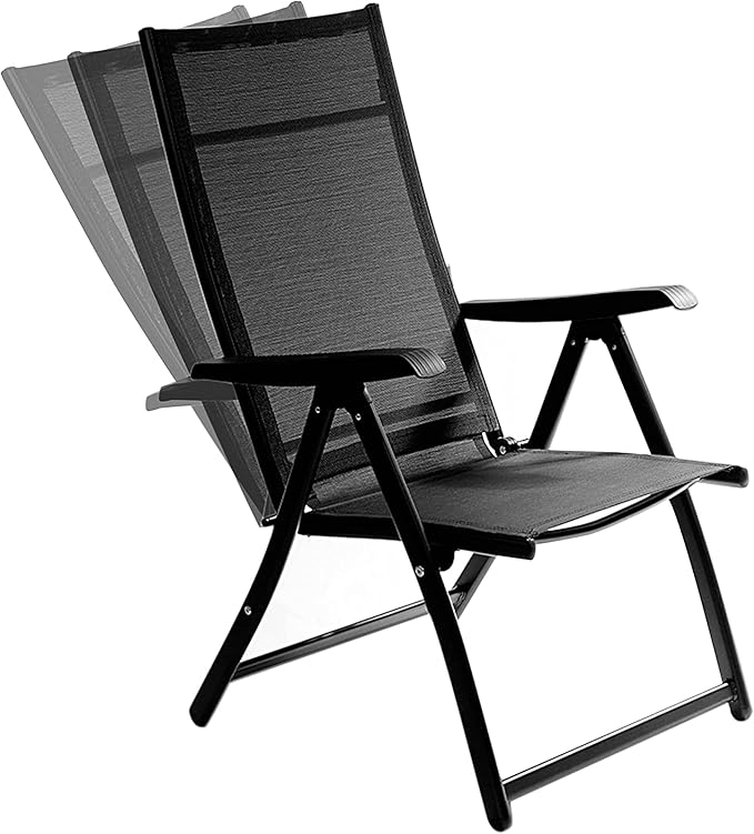Heavy Duty Adjustable Reclining Folding Chair Outdoor Indoor Garden Pool Steel Camping Deck Backyard Chairs