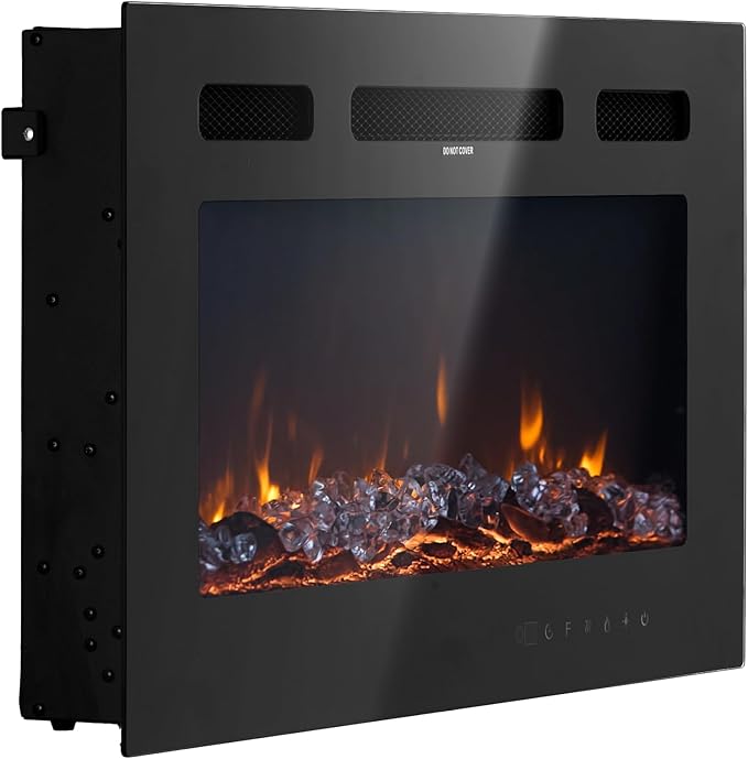 VEVOR 36 inch Electric Fireplace, Wall Mounted Recessed Fire Place with Remote Control, Timer, 1500W, Adjustable Flame Color Brightness, Touch Screen, Overheat Protection, for Living Room,Bedroom