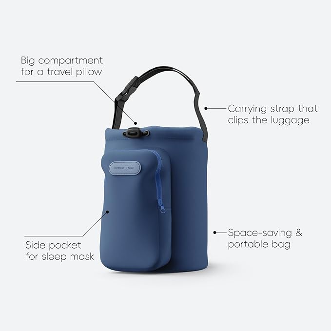 Neck Pillow for Travel Memory Foam Design Models Pillows with Zero Eye Pressure 3D Eye Mask and Compact Bag Traveling Essentials Plane Car Flight Rest Sleeping Use Adult, Blue