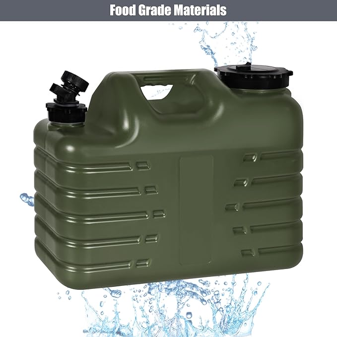 RedSwing 4 Gallon/15L Thickened Water Jug, Camping Water Container, Truly No Leakage Water Storage with Spigot, Large Military Water Tank,BPA Free Portable Overlanding Gear for Outdoors,Hiking,Green