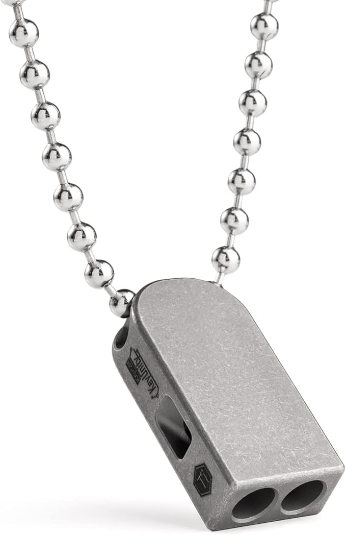 KeyUnity Titanium EDC Whistle Outdoor Emergency Whistle for Keychain, Comes with Necklace to Hang on Neck