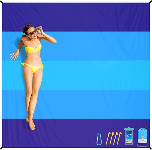 BYDOLL Beach Blanket Waterproof Sandproof 78''×81'' Suits1-4 Adults Compact Lightweight Oversized Sand-Free Blanket Large Picnic Mat for Beach Travel Camping Hiking