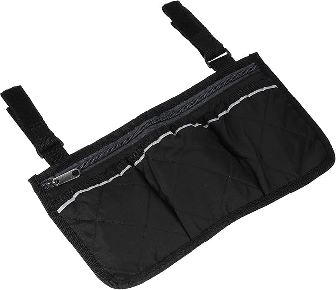 YOKIVE Armrest Organizer, Waterproof Chair Snack Storage Bag with Strap, Great for Camping Beach Daily Use (Black, 4-Pocket)