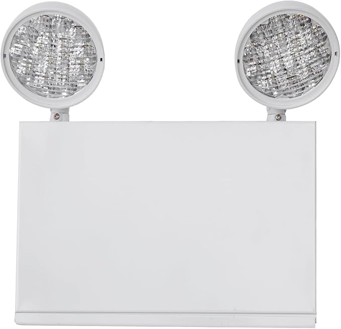 TANLUX New York City Approved Emergency Light, Emergency Lights with Battery Backup, White Steel Housing, AC 120/277V, Two Heads