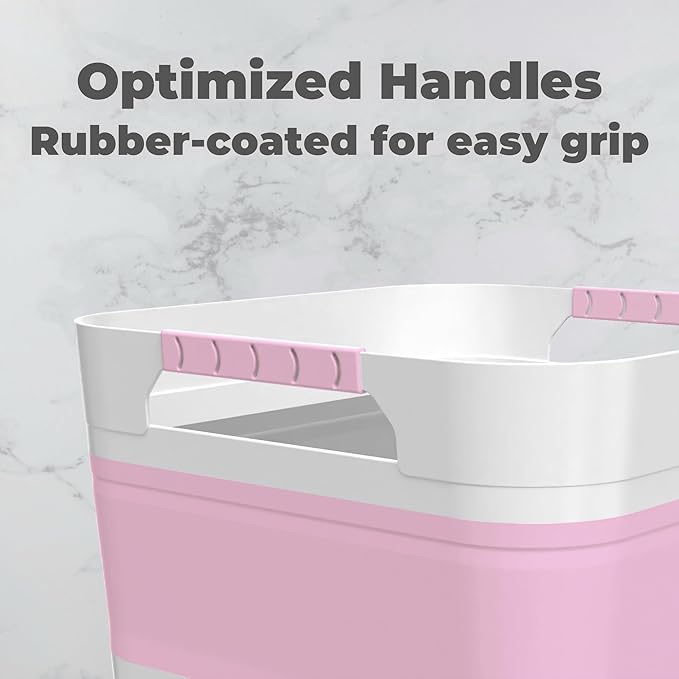 Wash Basin for Baby Bottles, Foldable, Versatile Wash Tub for Kitchen, RV, Outdoor Camping Sink, Sturdy & Easy to Clean, Space Saving Plastic Dish tub (Pink)