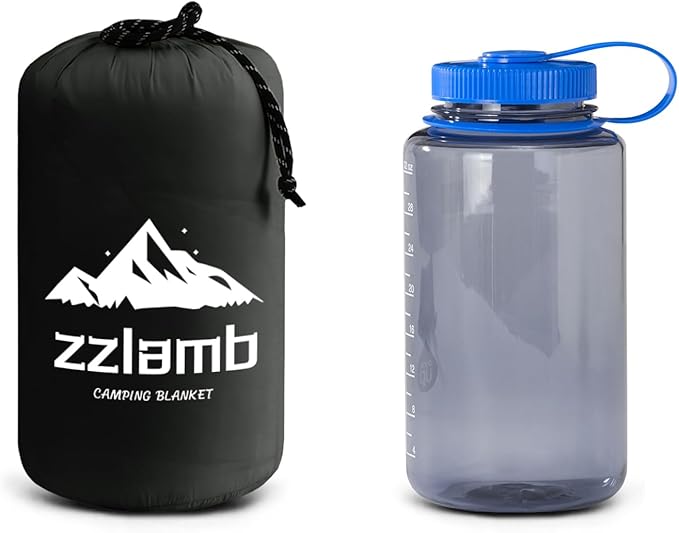 zzlamb Camping Blanket, Compact Lightweight Soft Puffy Blanket Water-Repellent, Packable Warm Quilt Down Alternative Picnic Hiking Backpacking Beach Travel RV Airplane Couch Car