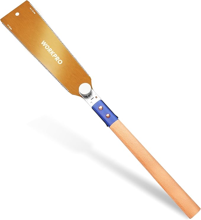 WORKPRO 10 Inch Japanese Pull Saw, Double-Edged Hand Saw for Wood Cutting with 7-10&18 TPI, SK5 Flexible Blade, Non-Slip Beech Handle for Woodworking