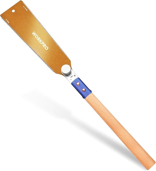 WORKPRO 10 Inch Japanese Pull Saw, Double-Edged Hand Saw for Wood Cutting with 7-10&18 TPI, SK5 Flexible Blade, Non-Slip Beech Handle for Woodworking