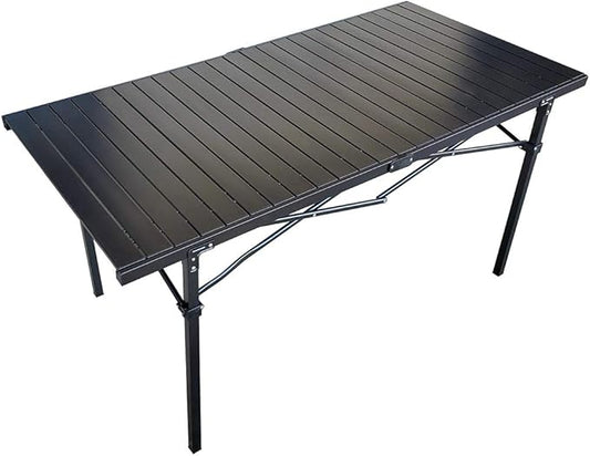 GoTEAM! Portable Heavy Duty Aluminum Roll-Top Table, Camping/Tailgating/Beach Instant Table with Carry Bag (X-Large)