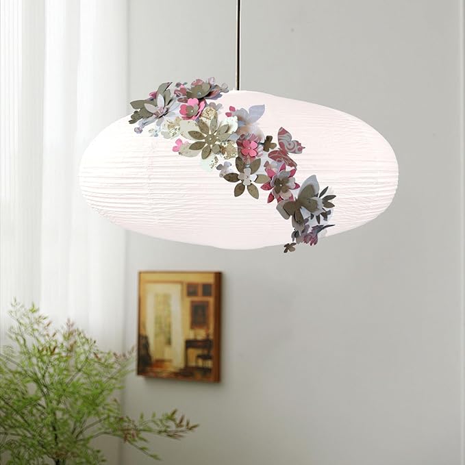 White Oval Paper Lanterns-22" Large Hanging Paper Lantern Lamp, Chinese/Japanese Paper Lantern Pendant Light for Party Decoration, Wedding, Home Decor Ceiling Lampshade(1 Pack)