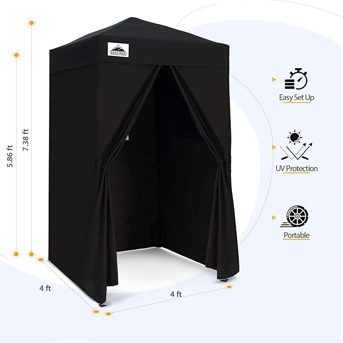 EAGLE PEAK Flex Ultra Compact 4x4 Pop-up Canopy, Sun Shelter, Changing Room, Portable Privacy Canopy Cabana for Pool, Fashion Photoshoots, or Camping, Black