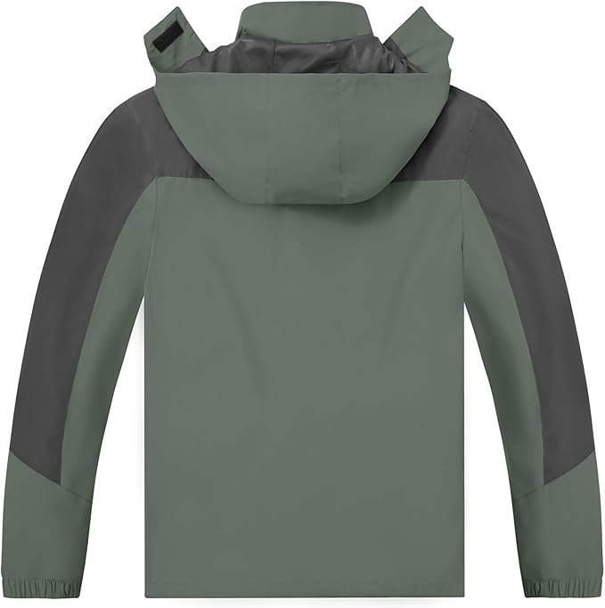 TEZO Mens Rain Jacket Waterproof with Hooded Hiking Coat Lightweight Windbreaker