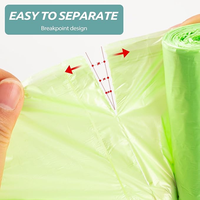 3 Gallon Small Trash Bags 100 Count Biodegradable Mini Garbage Bags Leakproof & Tear Resistant Trash Can Bin Liners Fit Bathroom, Office, Car, Diaper Pail Unscented Green
