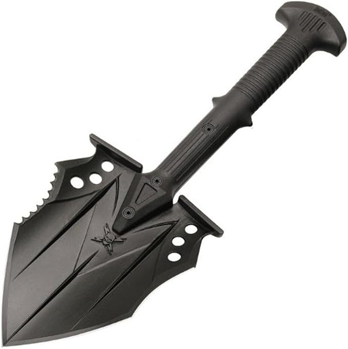 M48 Kommando Tactical Shovel Entrenchment Tool – Black Oxide Coating, Sharpened Edges for Cutting, Tough Glass-Fiber-Reinforced Nylon Handle – The Ultimate Tactical Shovel - 16 1/4" Overall