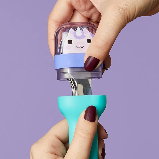 ZOKU Kids Pocket Utensil Set, Unicorn - Stainless Steel Fork, Knife, and Spoon in Case - Portable Design for Travel, School, Picnics, Camping and Outdoor Home Use