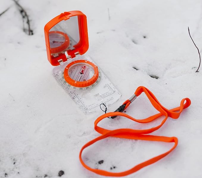 Boy Scout Sighting Compass - Adjustable Declination Mirror, Compass Base Plate, Orienteering & Hiking Navigation - Military Grade, Backpacking & Camping Tool