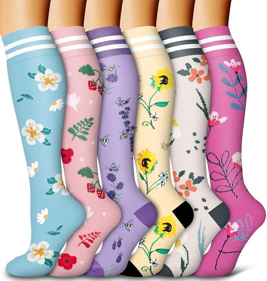 6 Pack Copper Compression Socks for Women and Men Circulation-Best Support for Medical, Running,Nursing,Athletic