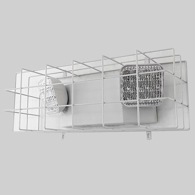 TANLUX LED Emergency Light with Wire Guard, Protective Coated Steel Wire Guard with Emergency Light