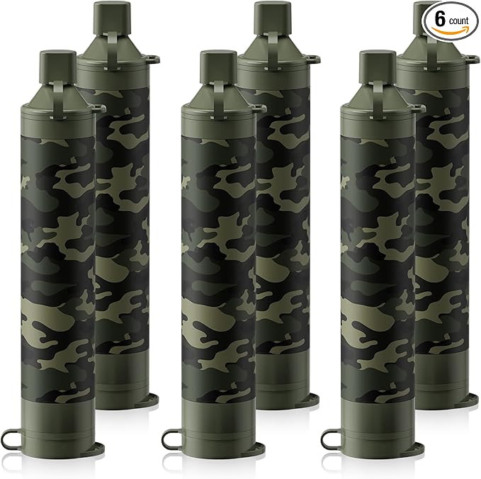 Membrane Solutions Straw Water Filter S1, NSF/ANSI 42&372&401 certificated, Survival Filtration Portable Gear, Emergency Preparedness, Supply for Drinking Hiking Camping Team Family Outing
