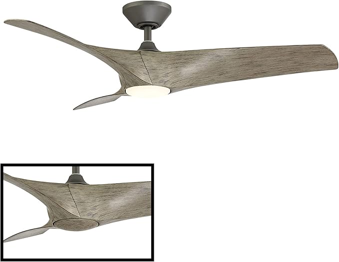Zephyr Smart Indoor and Outdoor 3-Blade Ceiling Fan 52in Graphite Weathered Wood with Adjustable CCT 2700K-3000K-4000K-5000K LED Light Kit and Remote Control works with Alexa, and iOS or Android App