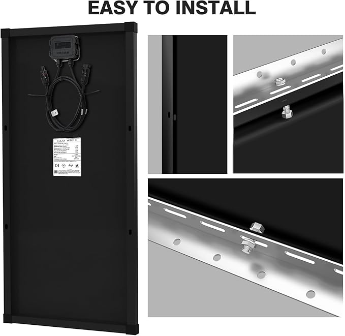 600 Watt Solar Panel, 6Pcs 100W Monocrystalline High-Efficiency Solar Panel for RV Camping Rooftop Farm Marine Battery and Other Off-Grid Applications (6 Pack 100W, Black)