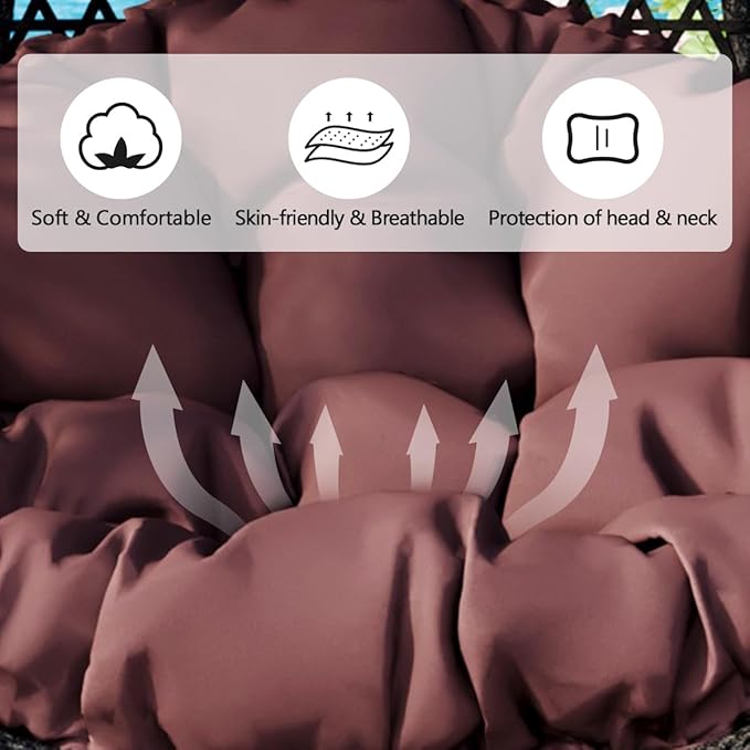 JUFU Egg Swing Chair with Stand,Hanging Egg Chair Indoor Outdoor,Hammock Hanging Basket Chair with Aluminum Steel Frame，Patio Egg Chair with Removable Cushions for Patio Balcony Backyard,Bedrooms