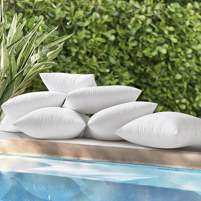 MIULEE Pack of 2 26x26 Inch Outdoor Pillow Inserts Waterproof Decorative Throw Pillow Insert, Square Lumbar Garden Pillow Form for Patio Sofa Couch