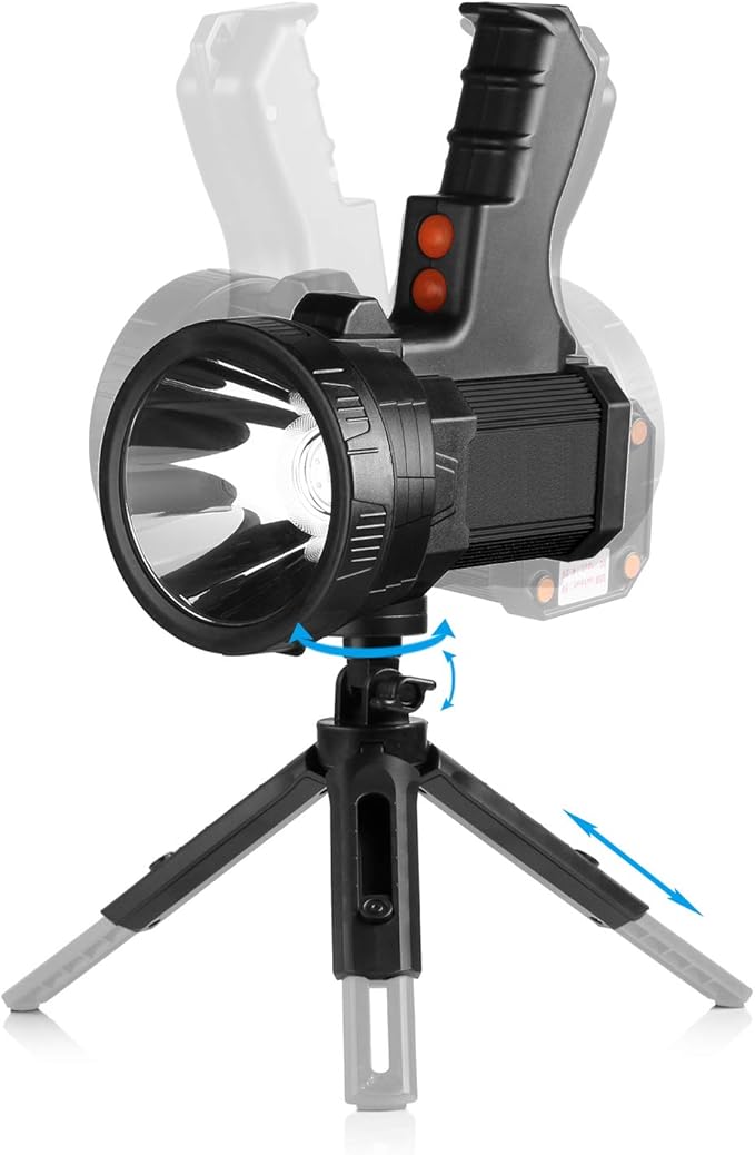 BUYSIGHT Rechargeable Spotlight, 1000,000 -Lumen Spot Lights Hand held Large Flashlight Handheld Spotlight Lightweight and Super Bright Flashlight (Aluminium_Alloy Black)