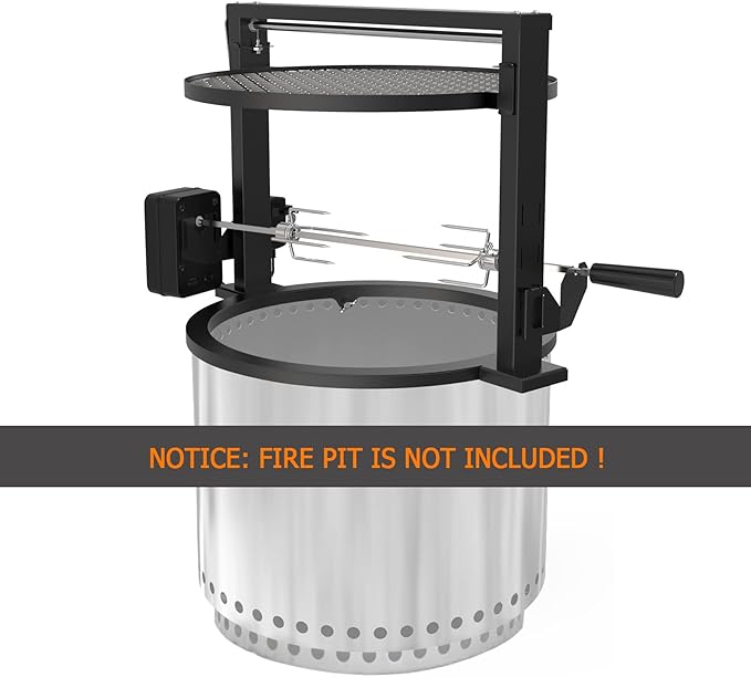 onlyfire Santa-Maria Style Rotisserie Rotating System for Solo Stove Bonfire 19.5" Smokeless Fire Pit - Global Patent