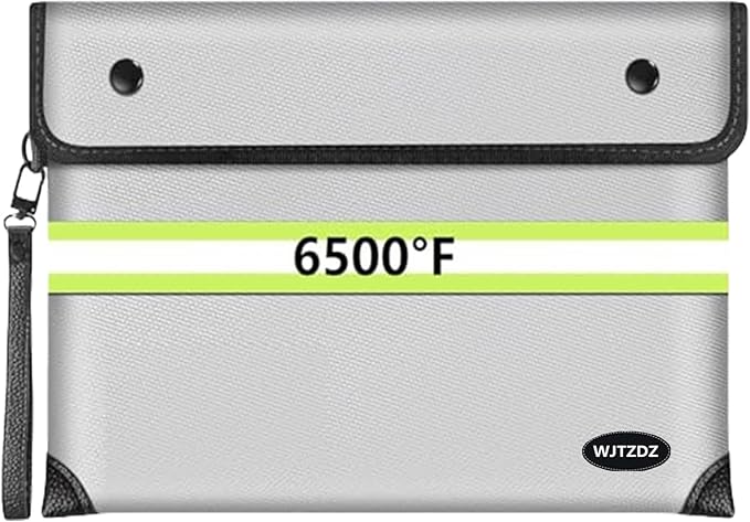 6500°F Upgraded Fireproof Money Bag,10 Layers of Heat Insulated Materials,Fire Proof Box with Waterproof Zipper/Reflective Strip,Document Bag with Handle for Cash,Important Documents