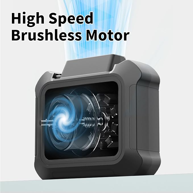 Portable Waist Fan, Personal Clip on Fan Rechargeable Hands-Free Hanging Neck/Desk Fans with 3-Speed Settings & LED Light, Small Wearable Cooling Belt Shirt Fans for Camping Travel Outdoors