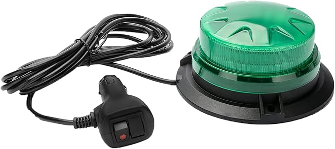 Green Led Emergency Strobe Beacon Lights with Magnetic Mount and 8 Flash Models Warning Safety Flashing Rooftop Signal Lamps for Vehicles Forklift Truck Tractor Golf (24-LED 12V-24V)