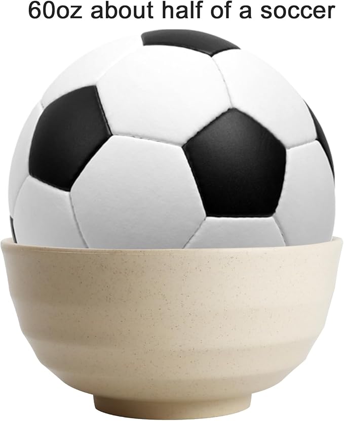 Homienly Wheat Straw Bowl Set, Large Cereal Bowls 6 PCS, Salad Bowls, Large Soup Bowl,Serving Bowl for Kitchen, Picnic, RV, Camping, 60 OZ Microwave and Dishwasher Safe Big Bowl Set- Beige