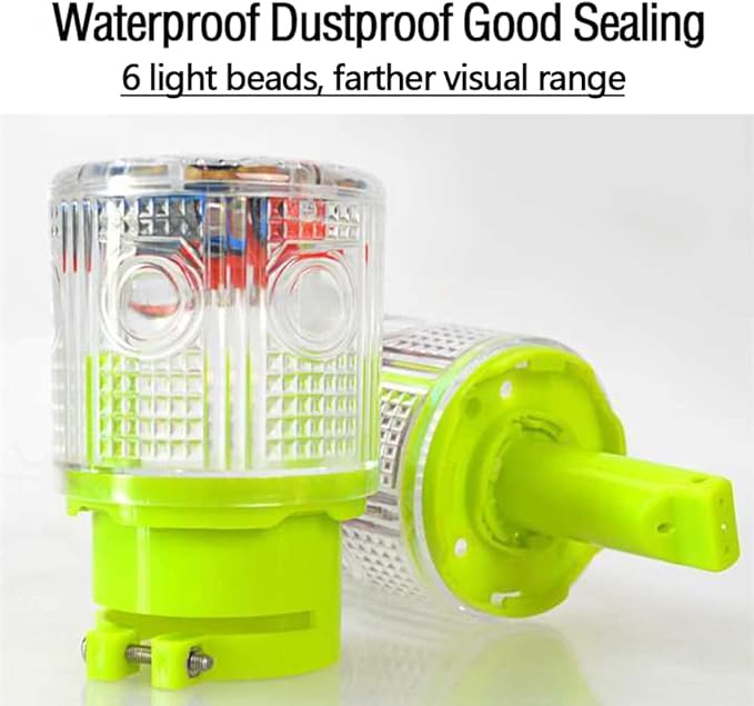 Solar Strobe Warning Light, Super Bright Single Column Solar Emergency Strobe Warning Light, Flashing Barricade Safety Road Construction Traffic Flashing Beacon (White)