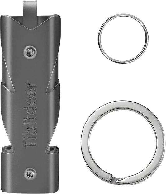 Titanium Emergency Whistle, 120db Safety Whistle with Keychain Rings for Outdoor Camping Hiking Boating Backpacking Fishing Kayak Kids Rescue Signaling Loud Survival Whistle