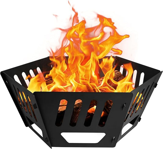 24-inch Fire Pit, Outdoor Portable Wood-Burning Fire Pit Log Stove Fireplace for Camping, Backyard, Garden Picnic Patio and Beach. Comes with A Carry Bag