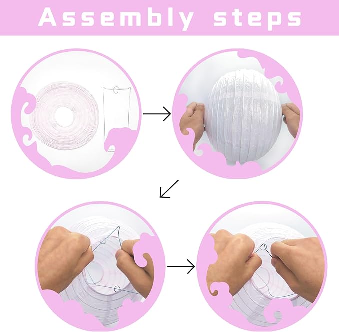 10Pcs 16 Inch Round Paper Lanterns for Home Decor, Restaurant, Church, Wedding, Birthday Party Decorations, Hanging Chinese Japanese Paper Lantern Lamps (Pink Series)