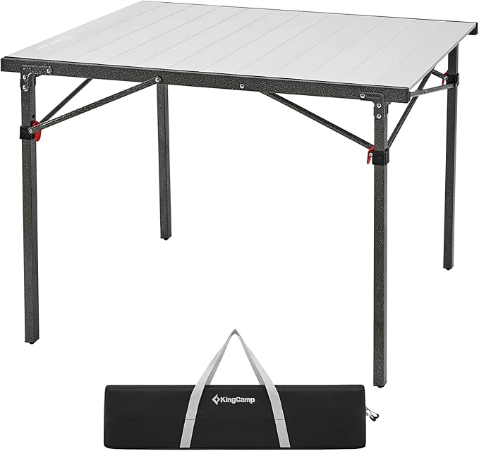 KingCamp Camping Table Aluminum Folding Table Portable Lightweight Roll Up Foldable Camp Table for Indoor & Outdoor Camping Picnic Barbecue Backyard Party, 4-5Person