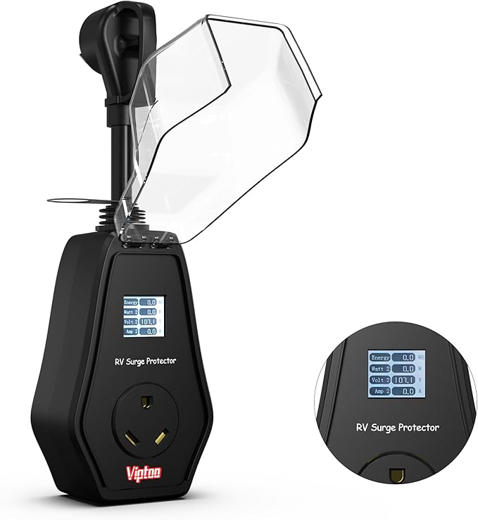 RV Surge Protector 30 Amp with 1.77'' Smart LED Display, Replaceable Module Design, 10000 Joules Circuit Analyzer for Camper & Trailer Power Plug, Waterproof with Oversized Cover (DD232)