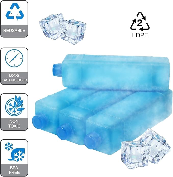 Ice Packs Ice Crystal Boxes for Coolers, Reusable Long Lasting&Fast Freeze, Set of 12 in 1 Freezer Packs for Lunch Bags Cooler Backpack, Camping, Picnics, Beach, Fishing and More